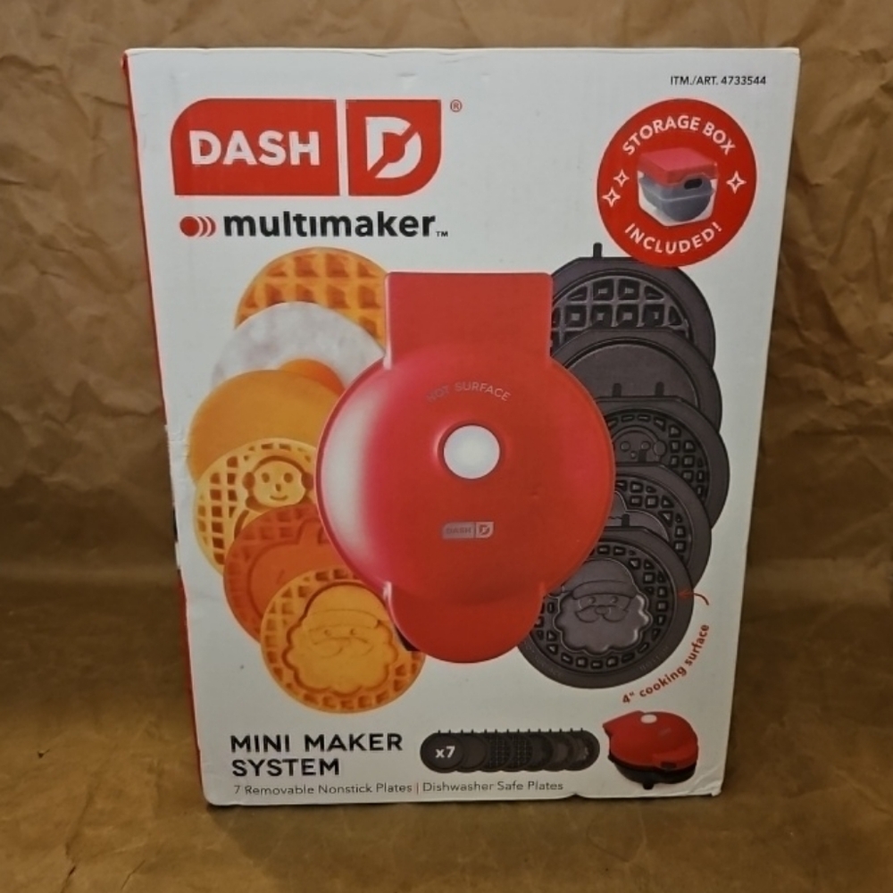 Dash MultiMaker™ Mini System Holiday Waffle Maker with 7 Removable Plates-NEW